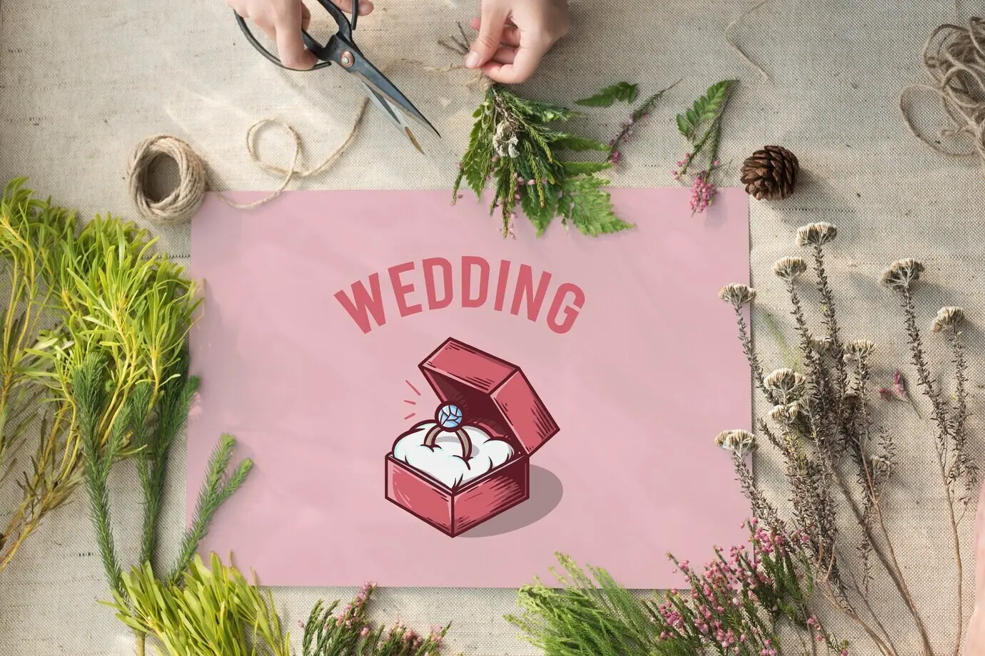 Grafisches Konzept für eine Ehering-Schachtel zum Heiratsantrag